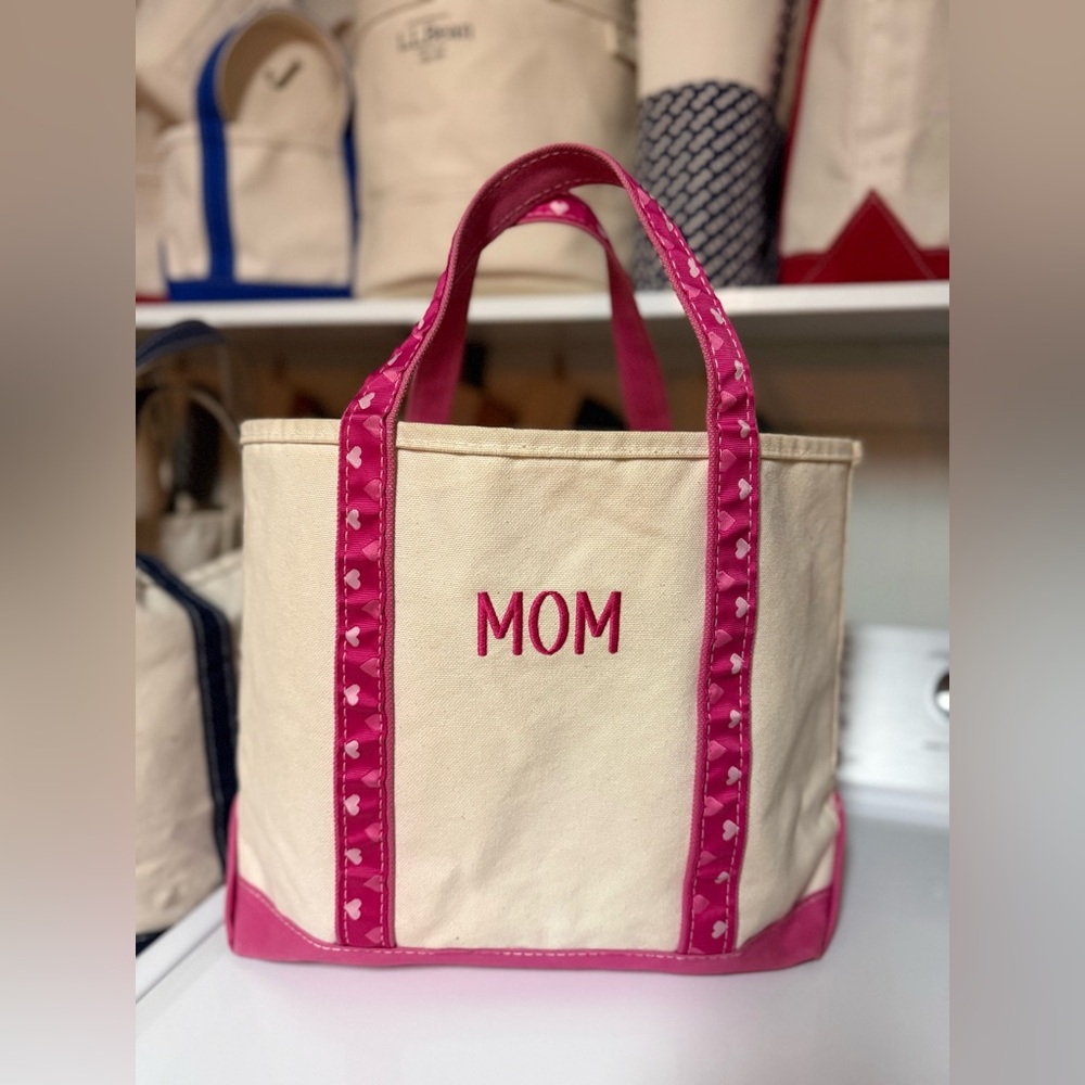 L.L. Bean Valentines Day Tote “MOM” monogram